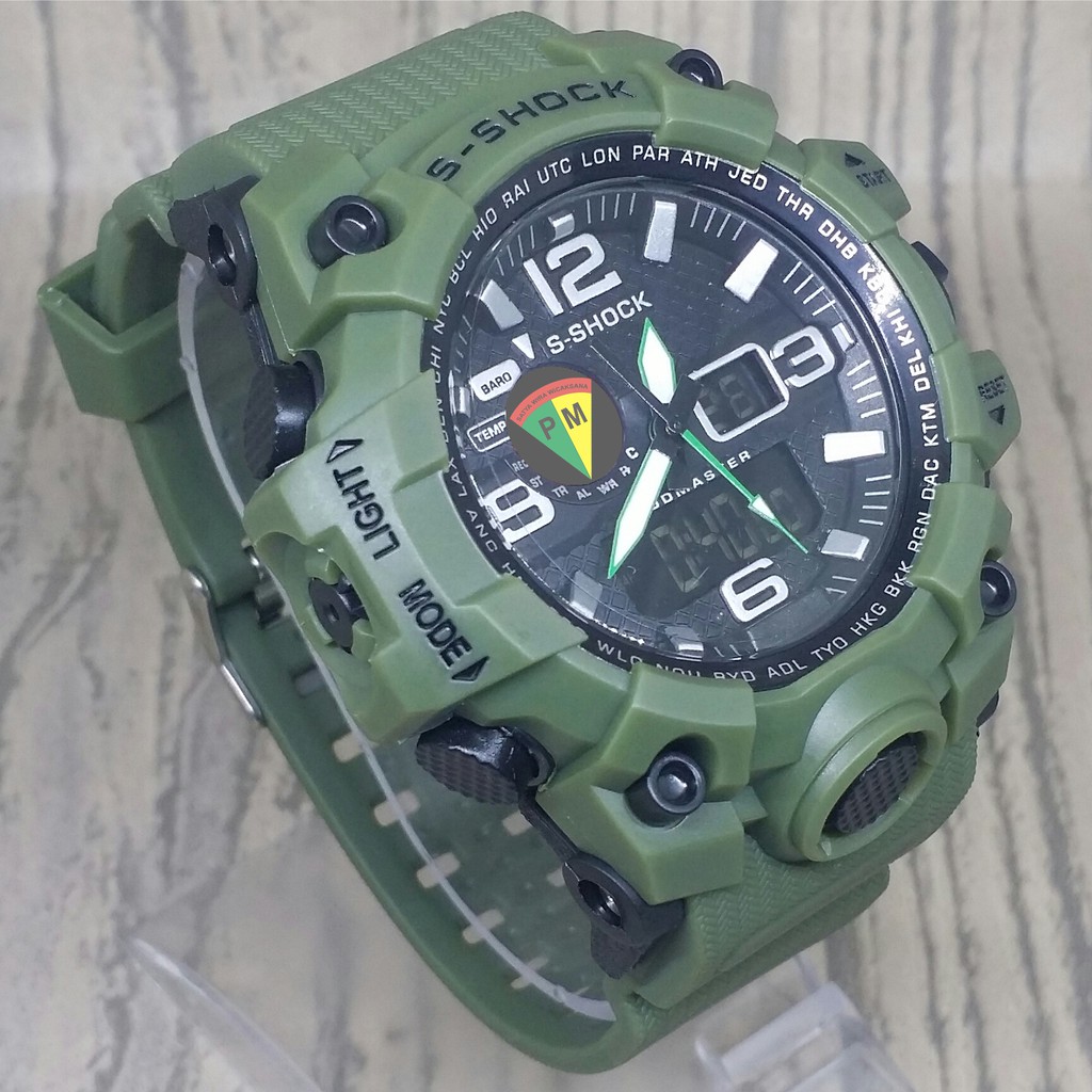 (EXCLUSIVE BOSSQUE) JAM TANGAN PM-POLISI MILITER DUAL TIME - FULL HIJAU