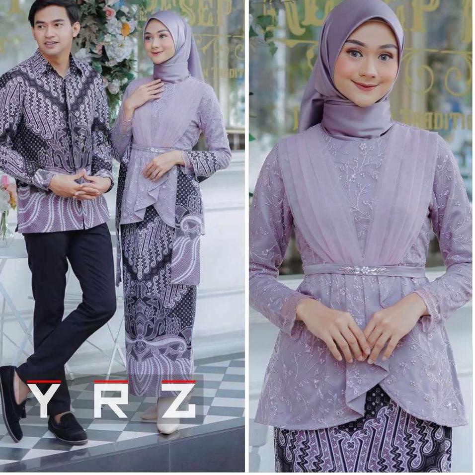 I-63 Baju Batik Couple Kebaya Brokat Modern, Batik Kebaya Lamaran Tunangan Baju Batik Wisuda, Simple