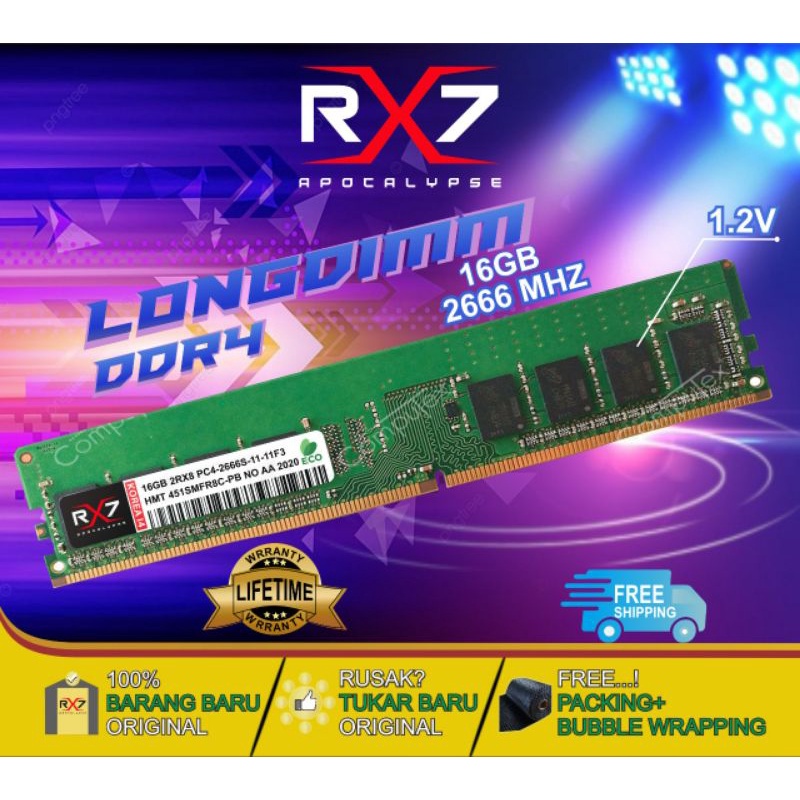 RAM RX7 LONGDIM DDR4 16GB 2666 MHZ PC 21300 RAM GARANSI RESMI