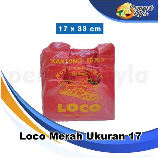 Kantong Plastik Kresek Loco Tebal Merah 500 gram ukuran 17