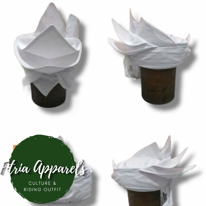 iket merak ngibing praktis permanen siap pakai ekslusif  quality praktis warna putih iket sunda bend