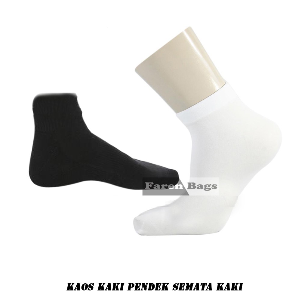 Kaos Kaki Hitam Polos dan Putih Polos Ukuran Semata Kaki / Kaos kaki Pendek