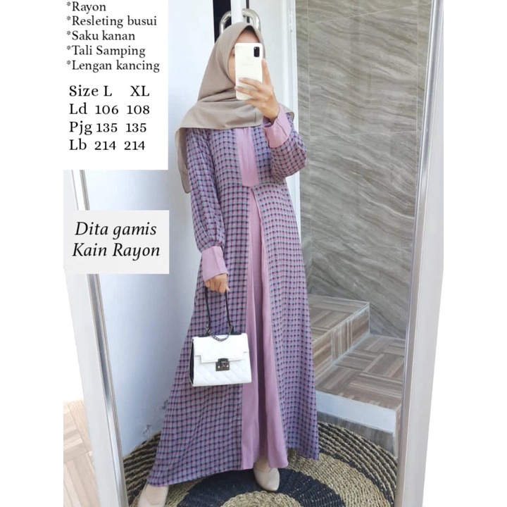 Gamis Rayon Viscos Motif Etnik Baru M L XL XXL