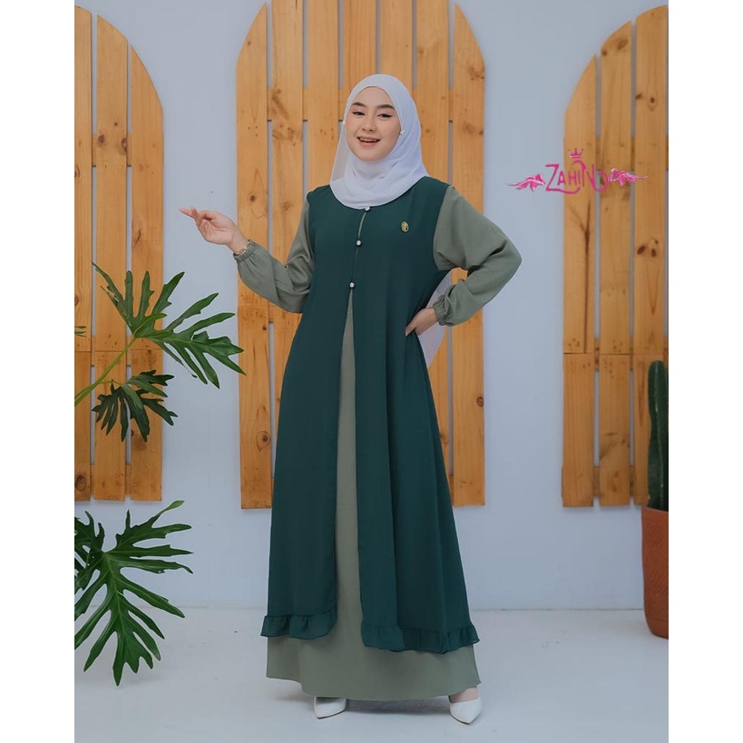 HITANA CELLIN DRESS + OUTHER ORI ZAHIN NEW MODEL LEBARAN ITYCREPE MIX CERUTY PREMIUM BISA DILEPAS