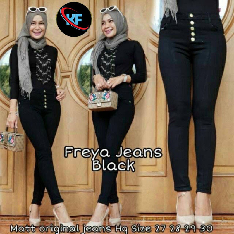 FREYA HIGHWAIST JEANS KANCING 5 TULANG (SAKU DEPAN)