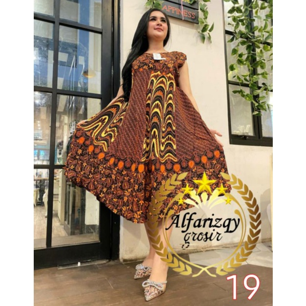 Daster yukensi daster kutung rayon premium motif batik sogan alfarizqy grosir model payung