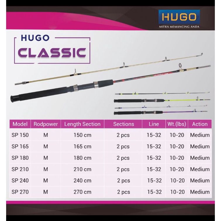 joran hugo classic bomuto drat 210 240 270 cm joran solid laut drat