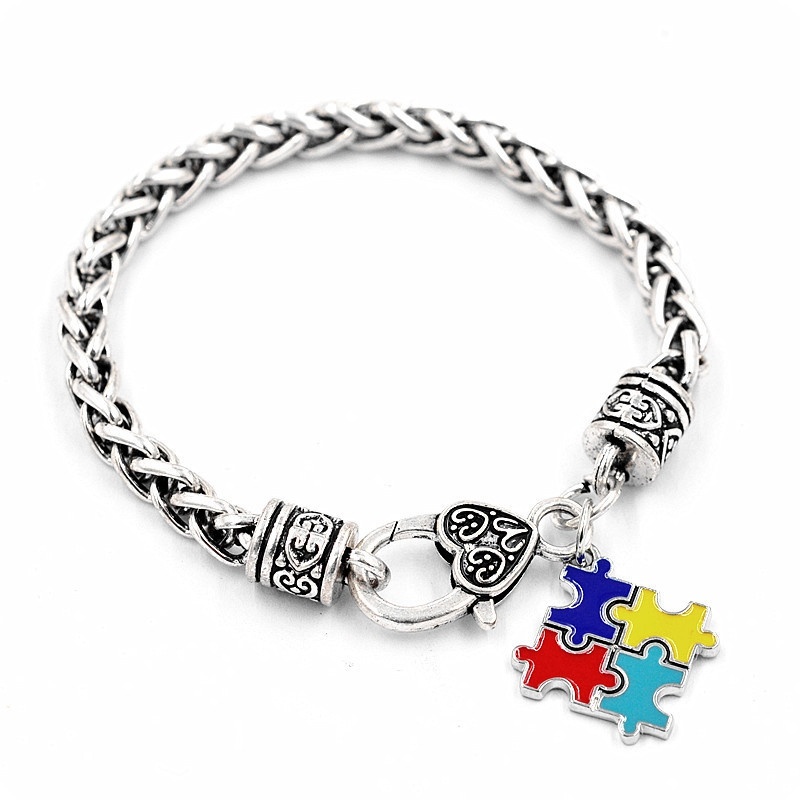 Gelang Dengan Liontin Puzzle Warna Silver Untuk Wanita