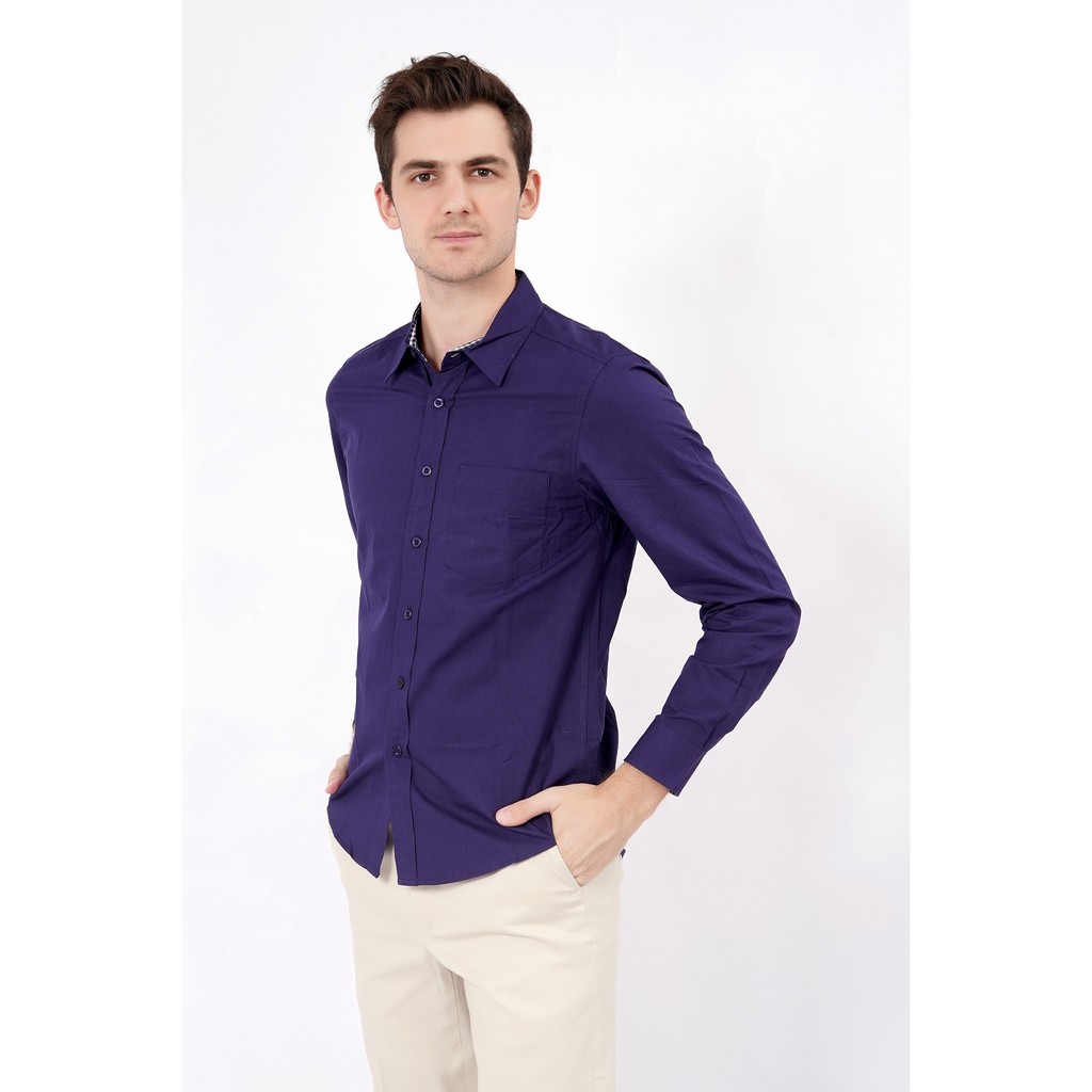 Kemeja Pria Polos Navy 3035 Lengan Panjang YEGE