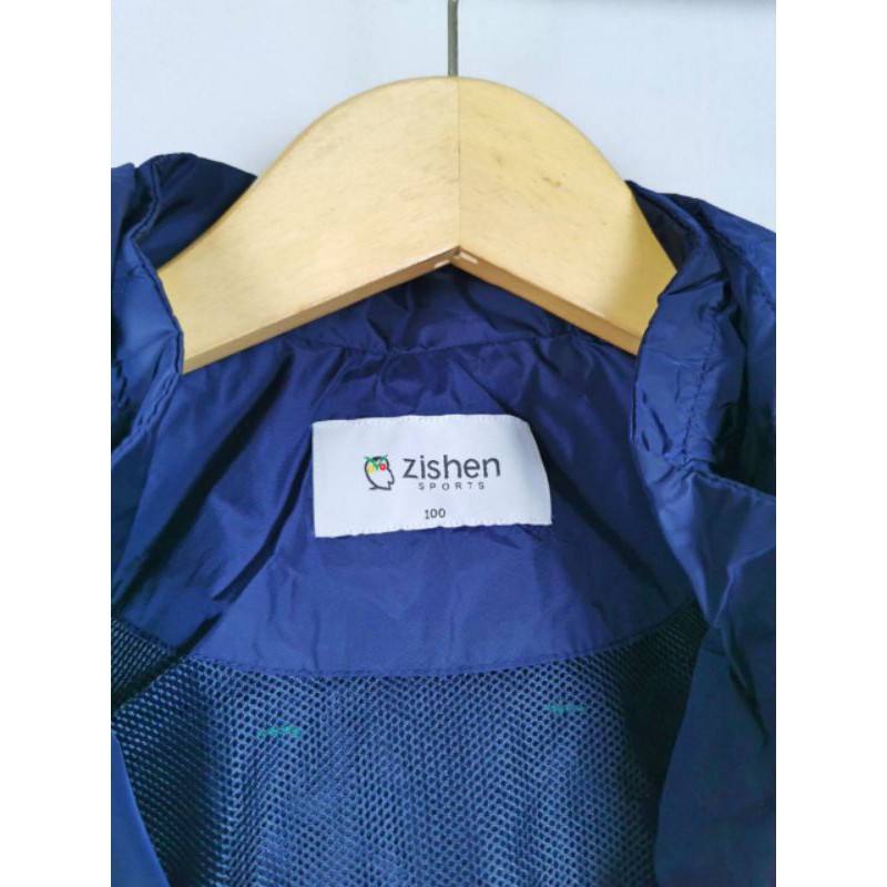 Zishen navy nylon rain hoodie jacket