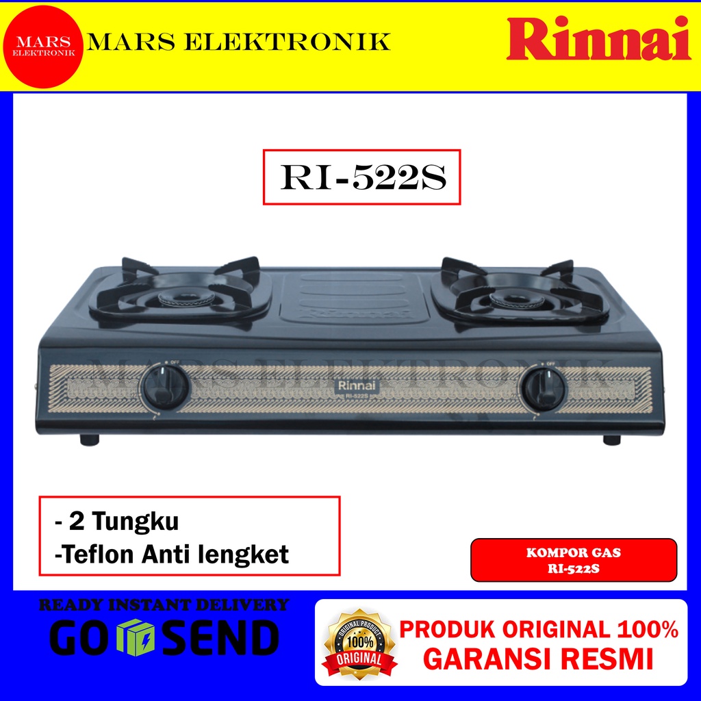 KOMPOR GAS RINNAI 522S -  2 TUNGKU - KOMPOR GAS RINNAI 522 S - READY