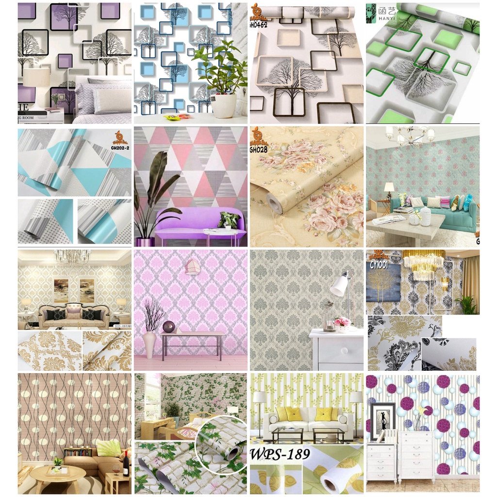 TERMURAH !! WALLPAPER STICKER DINDING GH PREMIUM QUALITY SHABBY CHIC (BUNGA BUNGA) UK 45CM X 4M