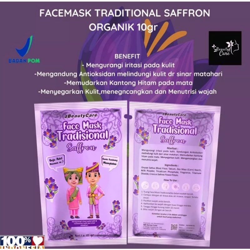 BPOM TRADITONAL FACEMASK ORGANIK WHITENING BY ZBEAUTYCARE SASET TRAVEL SIZE