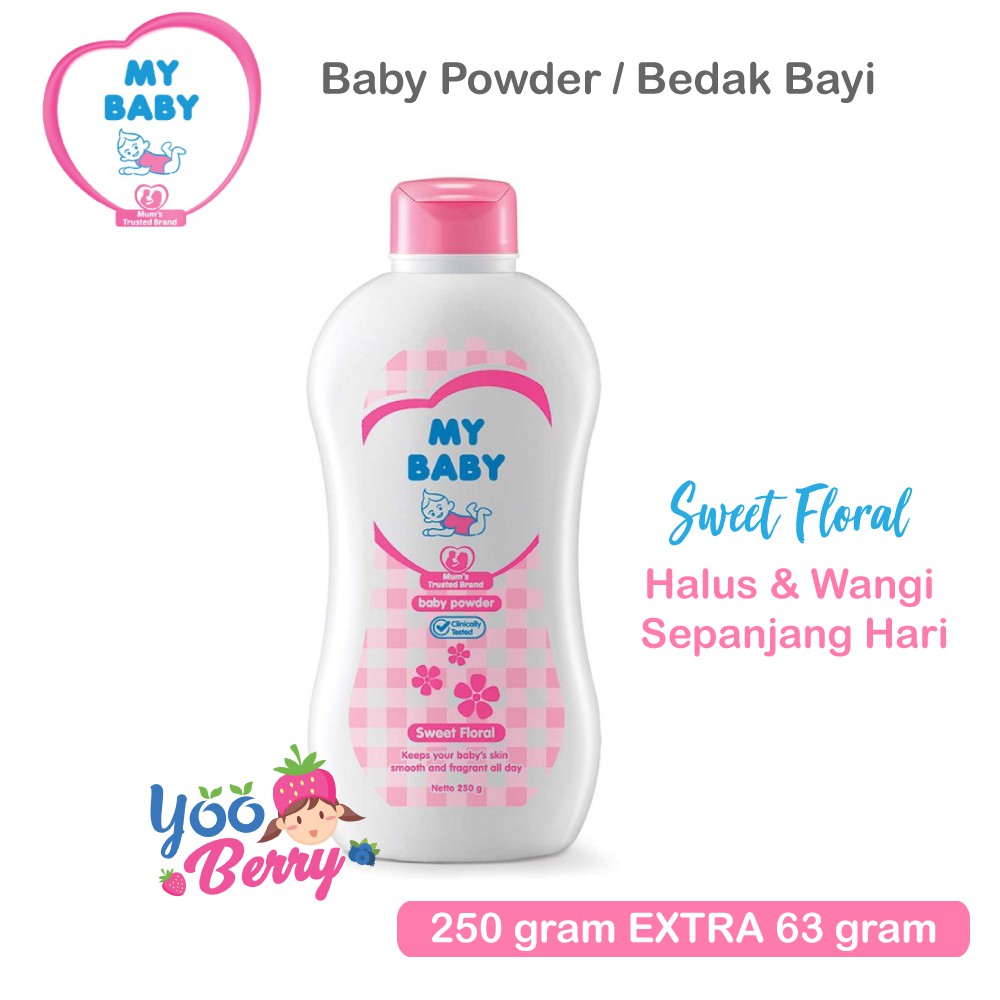 My Baby Powder Bedak Bayi Sweet Floral 250 g EXTRA 63 g Berry Mart