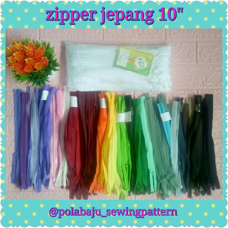 Resleting jepang 12 pcs Campur Warna  - Sleting jepang 50 cm / 20 inch , 25 cm / 10 inch