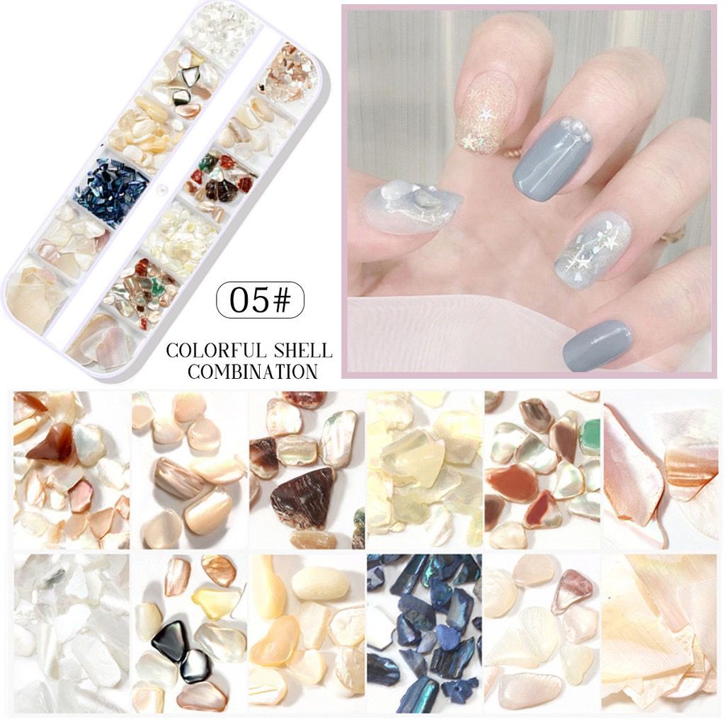 12Pcs METAL GOLD HARDWAX MIX CLEAR STONE GAYA JEPANG RHINSTONE NAILART SEASHELL / NAIL CHARM BEST SELLER