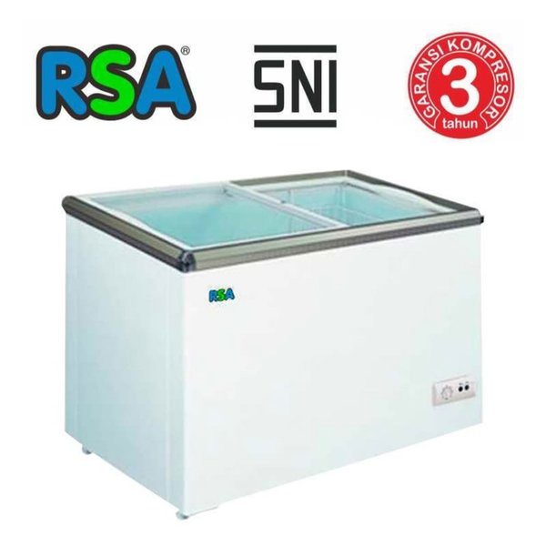 CHEST FREEZER RSA XS 320 CHEST FREEZER BOX 288L LEMARI PEMBEKU 288 LITER FREEZER KACA