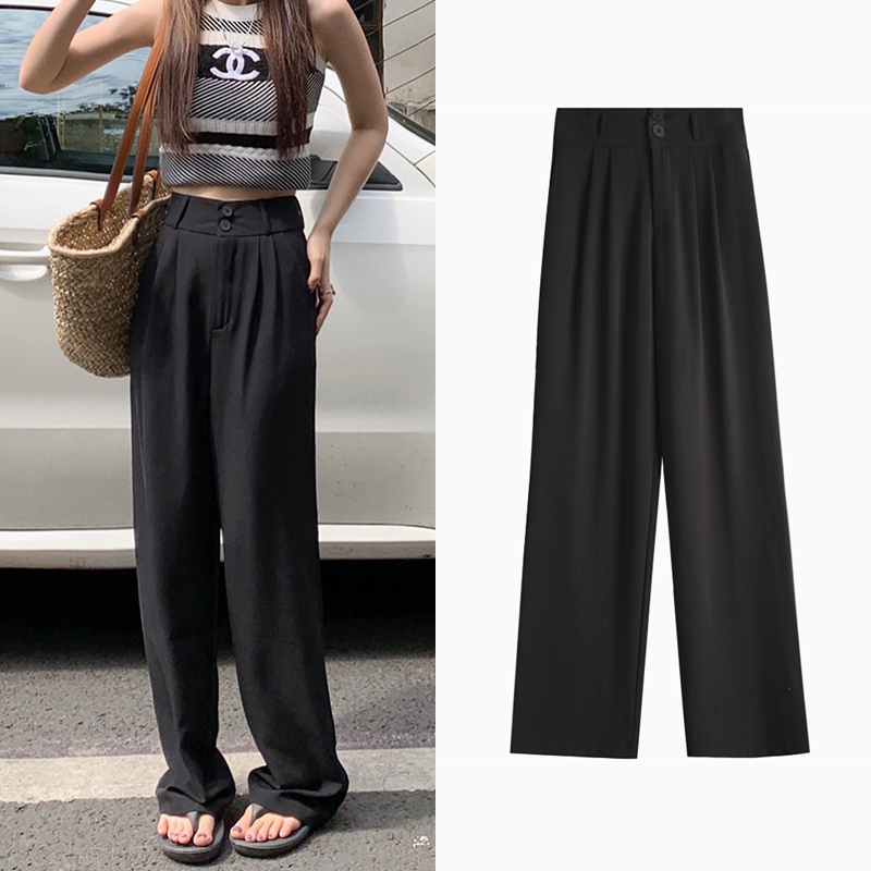 Celana Hitam Wanita Terbaru Korean Style Celana Kulot Jumbo Loose Highwaist Celana Panjang Wanita Celana Bahan