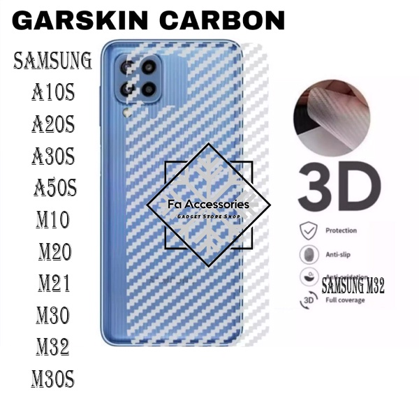 Samsung A10S A20S A30S A50S M21 M30S M10 M20 M30 M32 skin carbon Back Screen antigores belakang