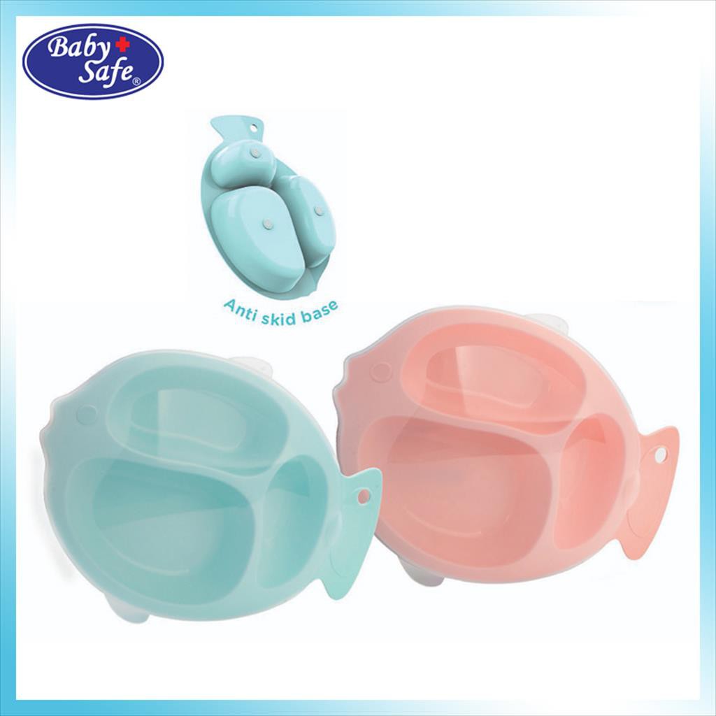 Baby Safe Fish Devide Plate With Lid Piring Tempat Makan Bayi Anak Bentuk Ikan B355