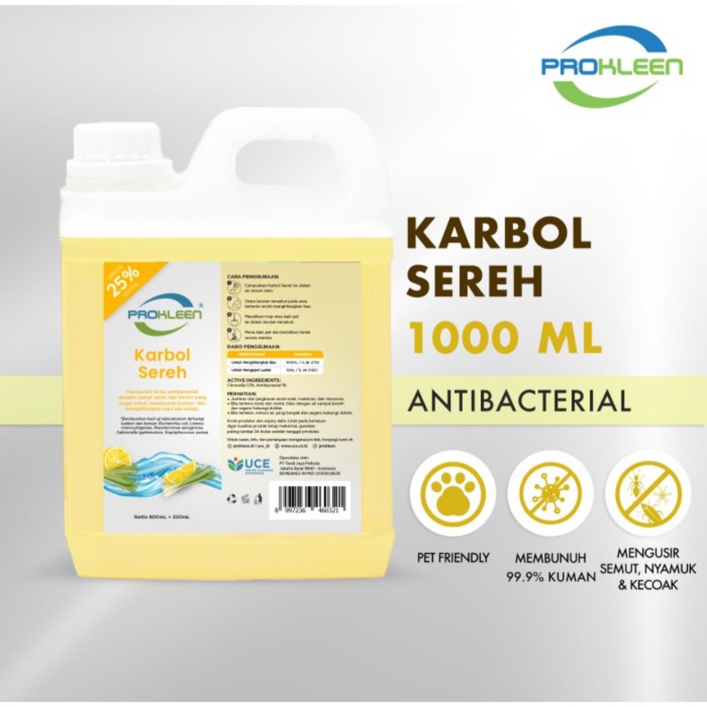 KARBOL SEREH ANTI BACTERIAL KONSENTRAT  - UKURAN 800 ML REFILL