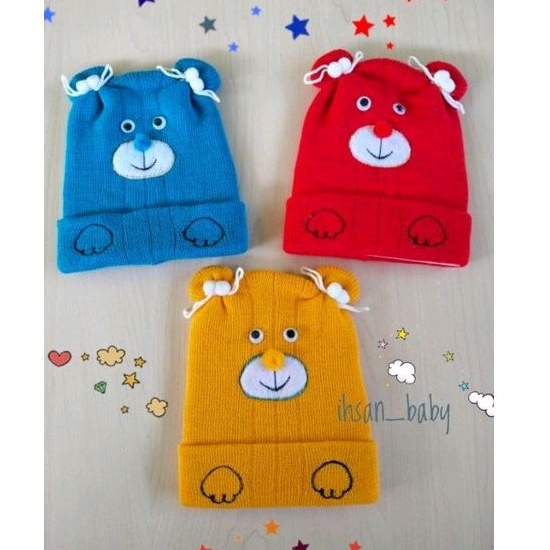 topi/kupluk bayi RAJUT JUMBO KARAKTER