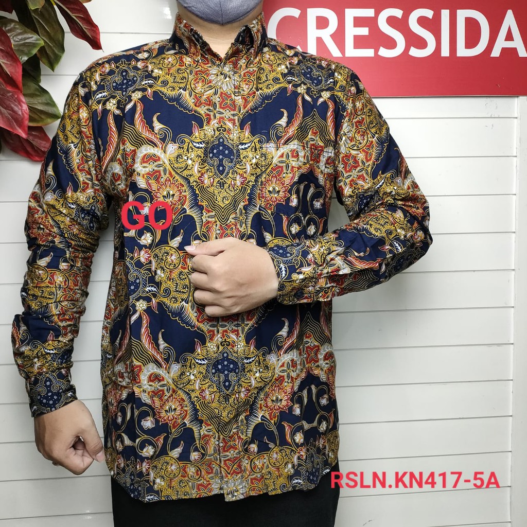 gof CRESSIDA KEMEJA BATIK Pakaian Pria Atasan Kemeja Cowok Laki-Laki Hem Lengan Panjang Original