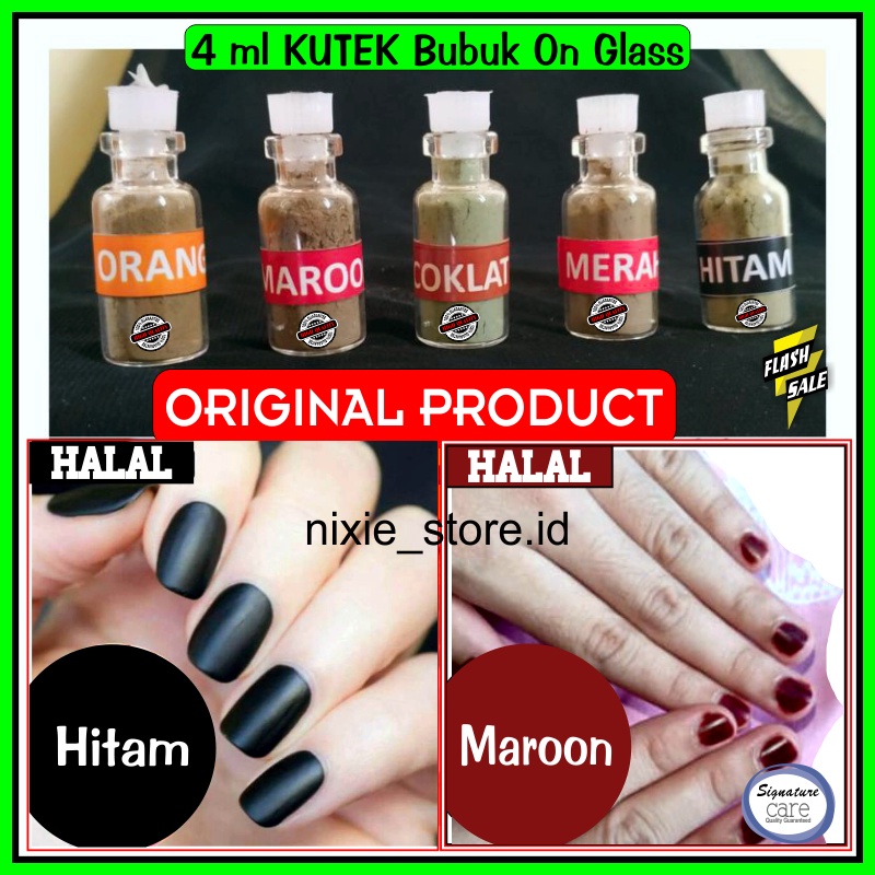 Pacar kuku Arab Original Kutek Bubuk HALAL Tanpa Campuran murah Bagus kemasan Botol kaca 3ml