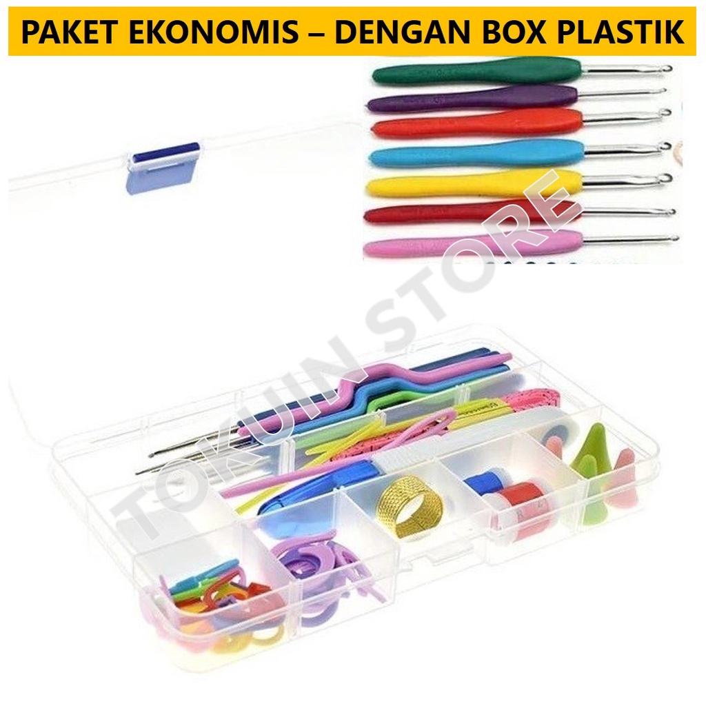 Set Alat Rajut Hakpen Rajut Crochet Kit Jarum Rajut Jahit Knitting Set