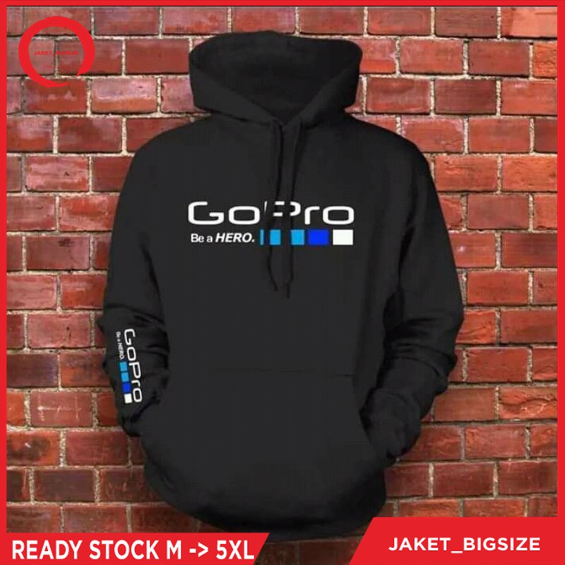 Jaket Jumbo Go Pro S, M, L, XL, XXL, 3XL, 4XL, 5XL Pria Wanita Hoodie Big Size