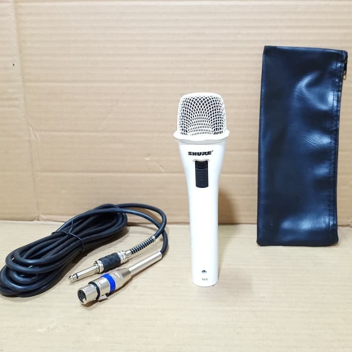 SHURE white legendary Mic putih song musik kabel Microphone cable karaoke vocal artis audio sound mik pengeras suara emas pro profesional vokal mikrophone dynamic legendaris LGH  TERBUAT DARI BESI Langsung nyala tanpa baterai  Microphone Shure PG 78