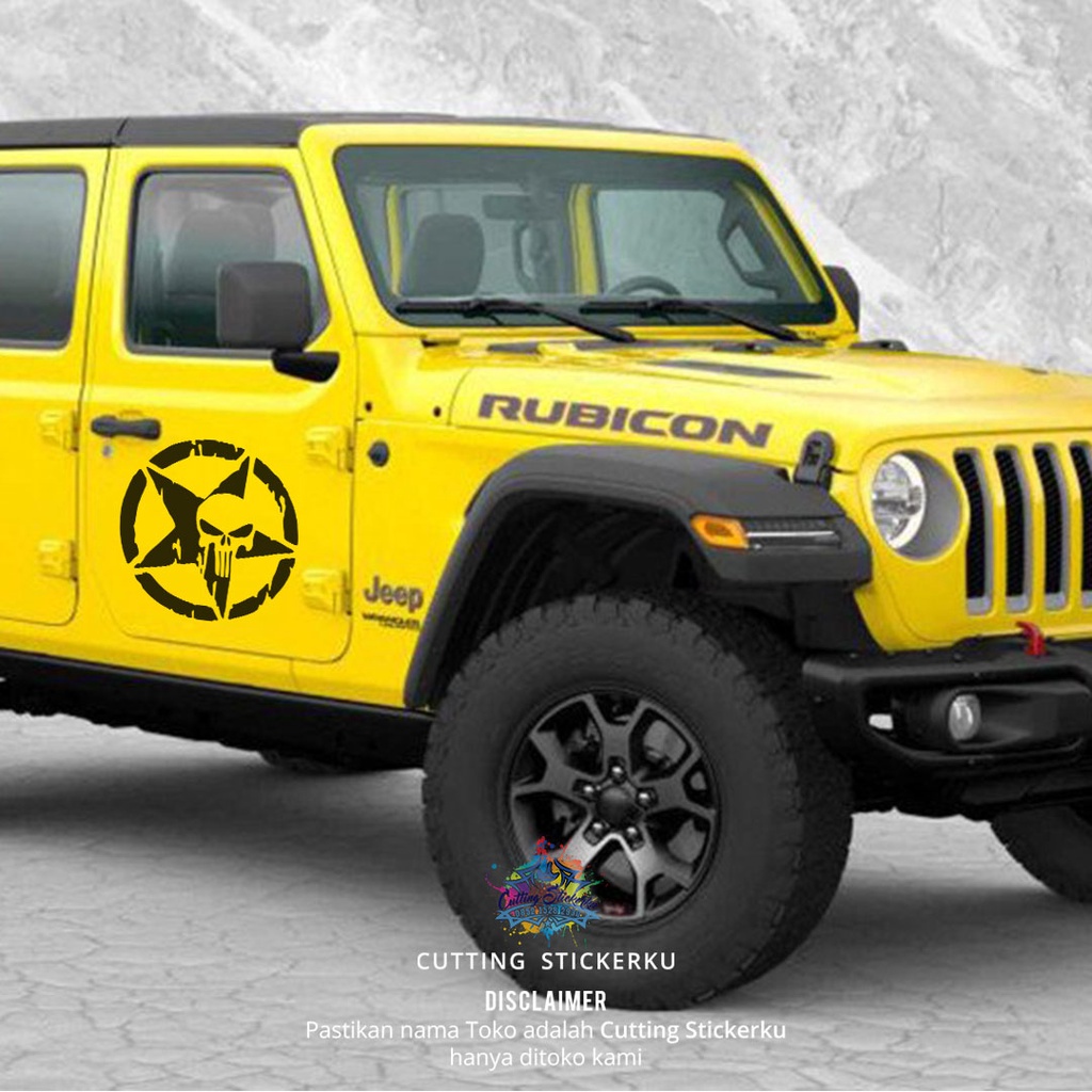 Cutting Stiker Skull Star The Punisher Variasi Jeep Motor Mobil Sticker Helm Style Timbul Keren Nyala Dasbor Spakbor Visor Body Kaca Helm Hologram Reflective Tahan Air Bodi Samping Off Road Outdoor Scoopy Vario Beat NMAX PCX Vespa Aesthetic Pickup Modif