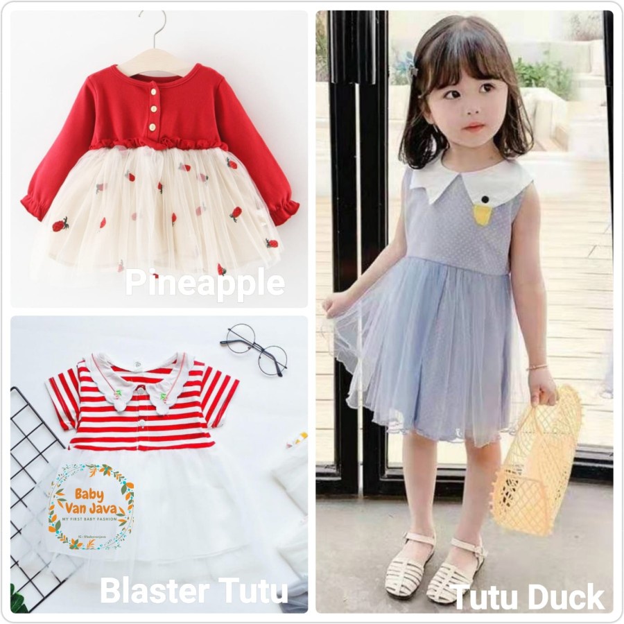 Baju Anak Perempuan Kaos Baju Setelan Dress Bayi Tutu Premium (1 Tahun - 3 Tahun)