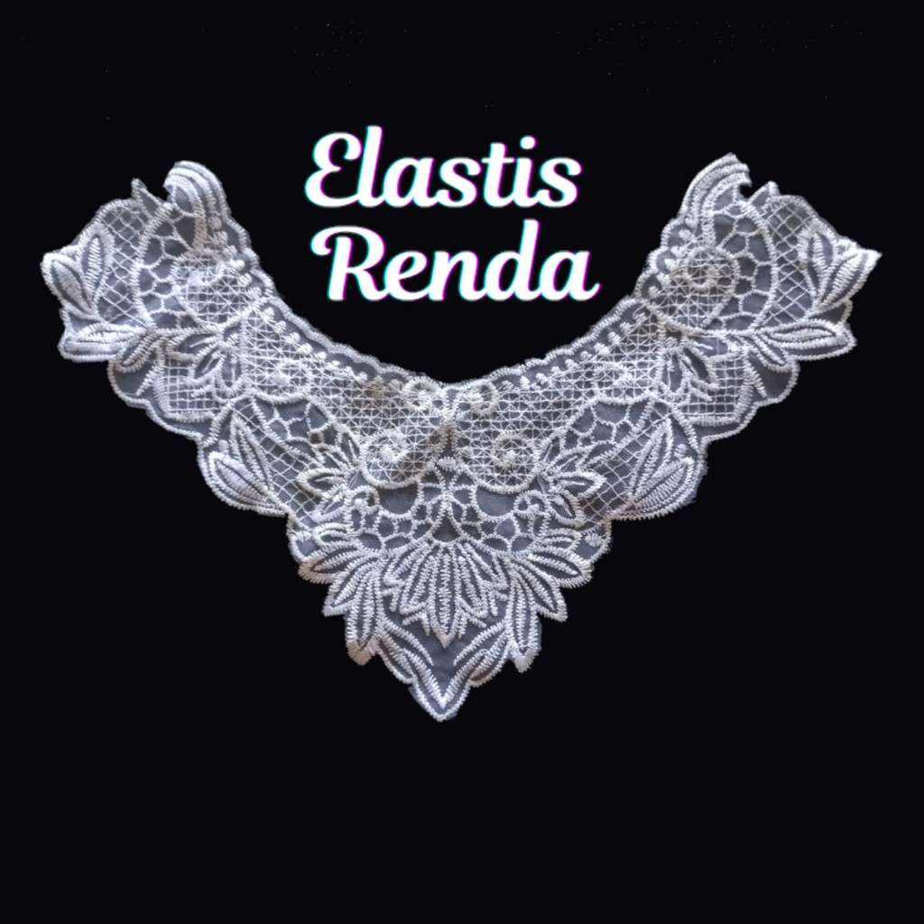 Renda Bordir Aplikasi / Tabur Bunga Putih Tulang