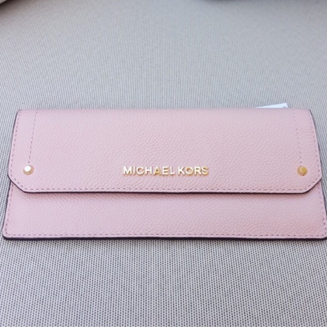 Dompet michael kors mk hayes slim wallet pastel pink original authentic wallet