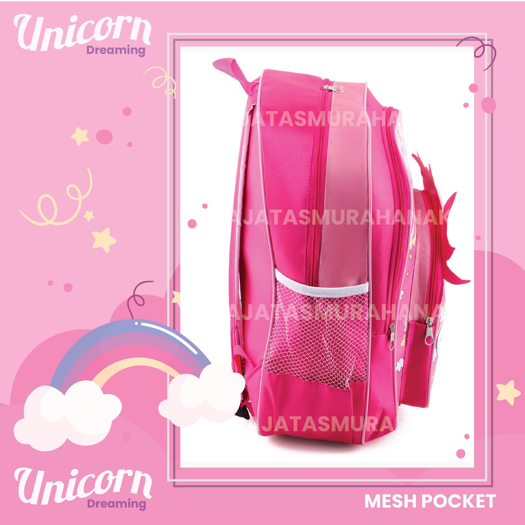 Tas Ransel Anak Perempuan Karakter - UNICORN / LOL - HORN 3D EFFECT - COOL BACKPACK + FREE BOTOL / LUNCHBOX