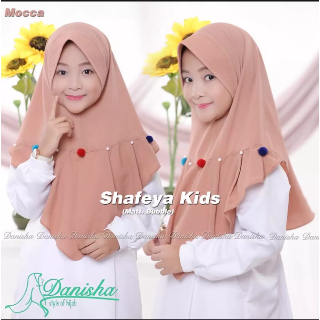 Jilbab Anak Rempel Renda Pompom Usia 3-7 Tahun Bahan Jersey Terbaru Termurah / Alody's Collection