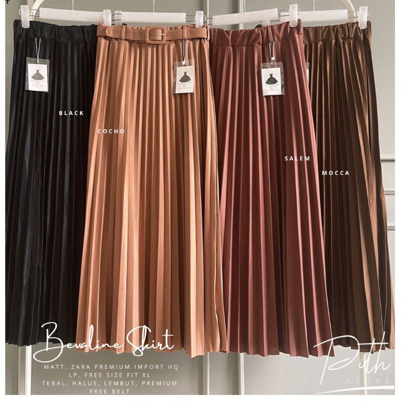 BEVALINE SKIRT - ROK PLISKET ZARA PREMIUM IMPORT - FREE BELT - FIT TO XL