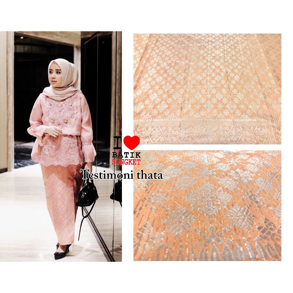 

SONGKET MESIN MOTIF 2 WARNA SALEM KREM PASTEL BENANG SILVER KAIN TENUN BRIDESMAID SERAGAMAN GROSIR MURAH