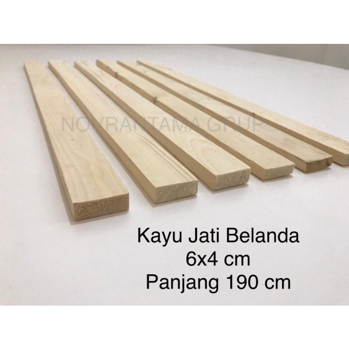 Kaso Balok Lis kayu Pinus Jati Belanda 6x4cm panjang 190cm Serut Halus