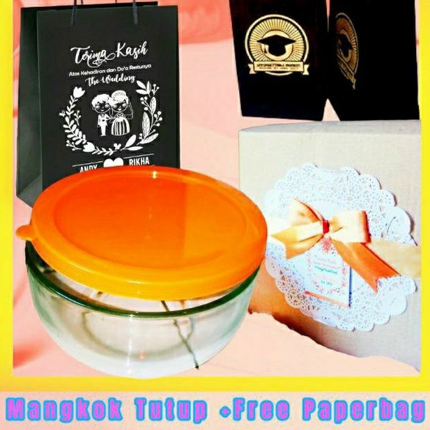 Souvenir Mangkok Tutup packing Box Hias + free Paperbag. Mangkok Tebal Besar standar SNI.