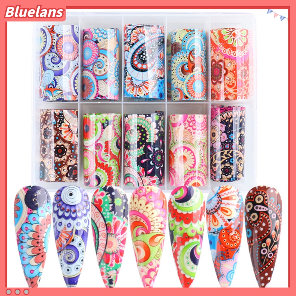 (In Stock) Kacamata Hitam Lensa Warna Warni ♡10pcs / Set Stiker Kuku 3D Motif Totem Gaya Etnik Retro Untuk Wanita