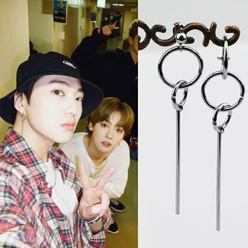 1pcs Anting cowok Fashion Jungkook BTS / Anting pria motif Kpop korean style bantang boys