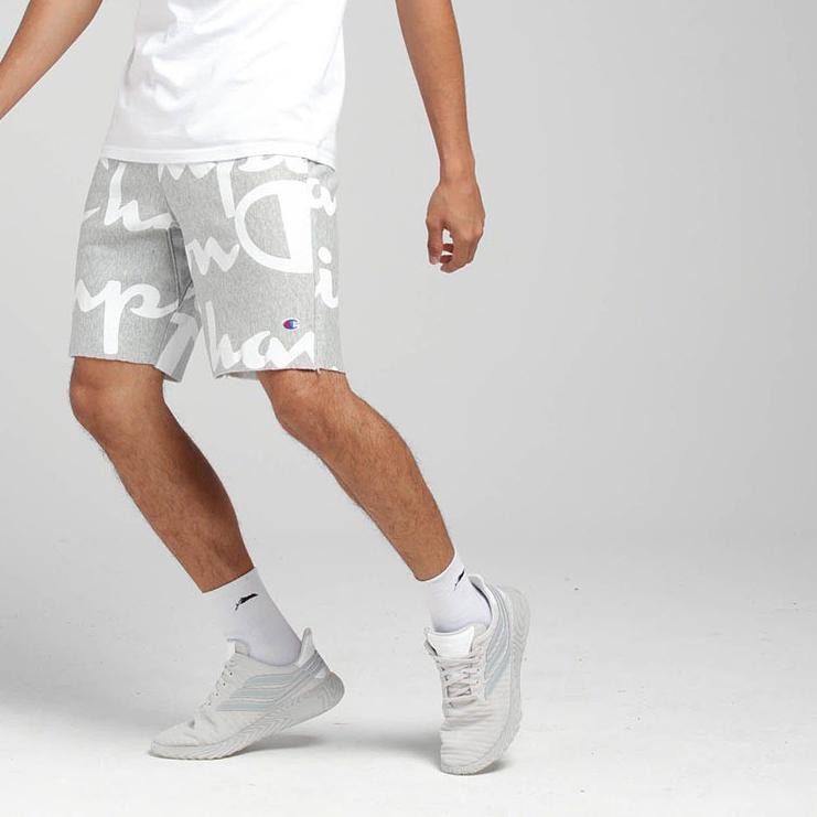 ➾ CHAMPION Giant Logo Short Pants - Gray - Celana Pendek Pria Branded Original ℗