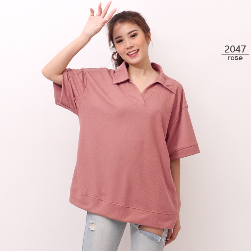 ARENA - Atasan Kerah Wanita Polos Oversize / Casual Tops / Wangki