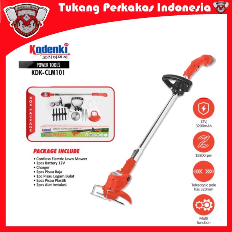 Mesin Potong Rumput baterai Cordless Grass cutter Trimmer Kodenki Black decker