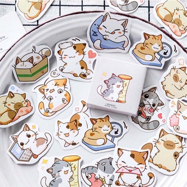 15pcs cat sticker koleksi stiker kucing scrapbooking diy scrapbook