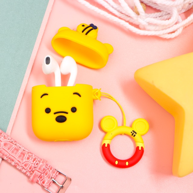 Airpods Case with Ring Sully Monster Inc Pooh Piglet Duck Piggy Mickey Minnie