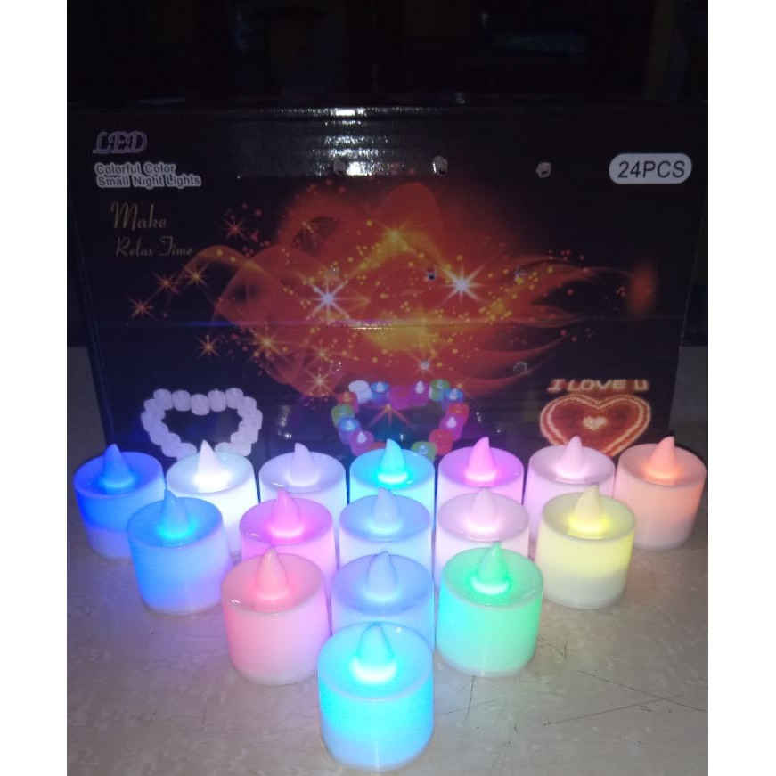 Lilin Putih Elektrik Kecil Berubah rubah warna   Lilin Flameless Led Candle