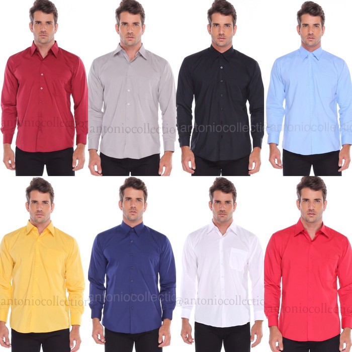 Kemeja Pria Polos Lengan Panjang / Baju Lapangan / Seragam Kantor